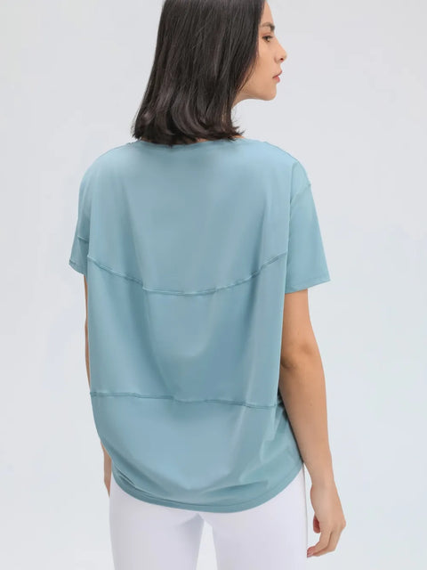 Sports short sleeved women's running fitness yoga clothes top t-shirt