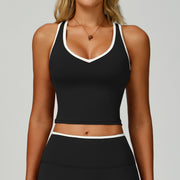 Sports Tank Top for Women Sheer Hollow-out Backless Sports Bra Fitted Running Fitness Wear