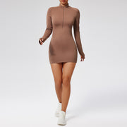 Tight fitting sports dress slimming and quick drying fitness yoga long sleeved casual dress sexy