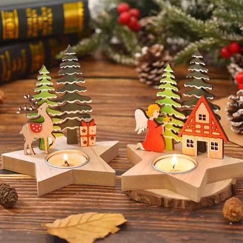 Christmas Decoration New Product Christmas Wooden Candle Stand Desktop Decoration Christmas Daily Necessities