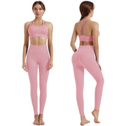 Yoga clothing set women's shock-absorbing gathering sports bra high waist and hip lifting fitness pants two-piece set
