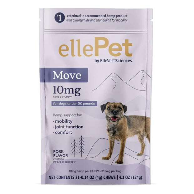 ELLEPET Move Hemp Mobility Chews - Small Dog 10mg for Dogs Under 50lbs - Proprietary Hemp Oil Blend Glucosamine Chondroitin - Helps with Mobility Joint Function and Discomfort