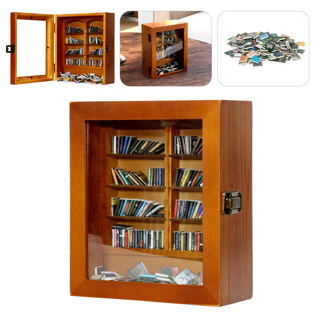 Anxiety Mini Bookshelf for Shake Away Your Anxiety Small Bookshelf Mini Books Miniature Book Display Shelf with 200Pcs Mini Books Funny Gifts for Book Lovers Home Room Living Bookshelf Decor