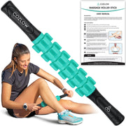 Muscle Roller Stick - Green - Body Massage Tool w/ 6 Rollers & Non-Slip Handles for Deep Tissue Massage & Maximum Muscle Recovery - by Cozlow