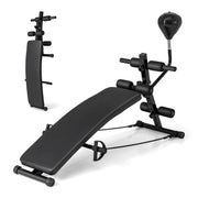 Toolsempire Sit Up Bench Folding Exercise Bench Ab Workout Equipment with Speed Ball & Resistance Bands Adjustable Decline Workout Bench for Home Gym Full Body Exercise Strength Training Bench