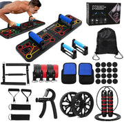 Push Up Board Exercise Equipment by Miliorari - At Home Workout Equipment - Includes Resistance Bands Set Ab Roller Wheel Pilates Bar - Full Body Workout for Men & Women Gift for Boyfriend